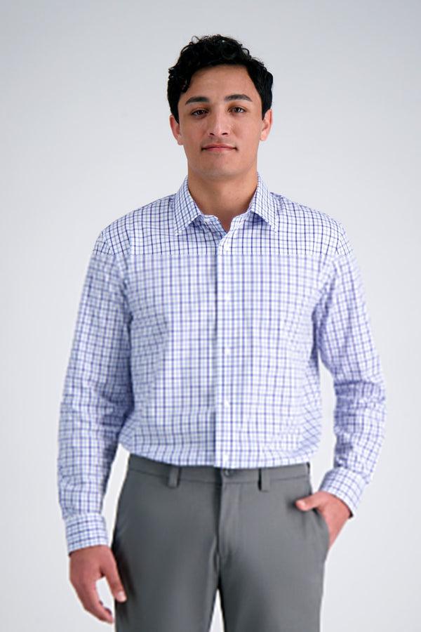 haggar Premium Comfort Dress Shirt - Tonal Blue Check Medium Blue