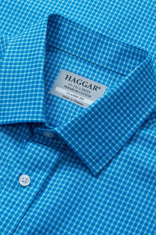 Haggar Premium Comfort Dress Shirt - Turquoise Check Turquoise / Aqua