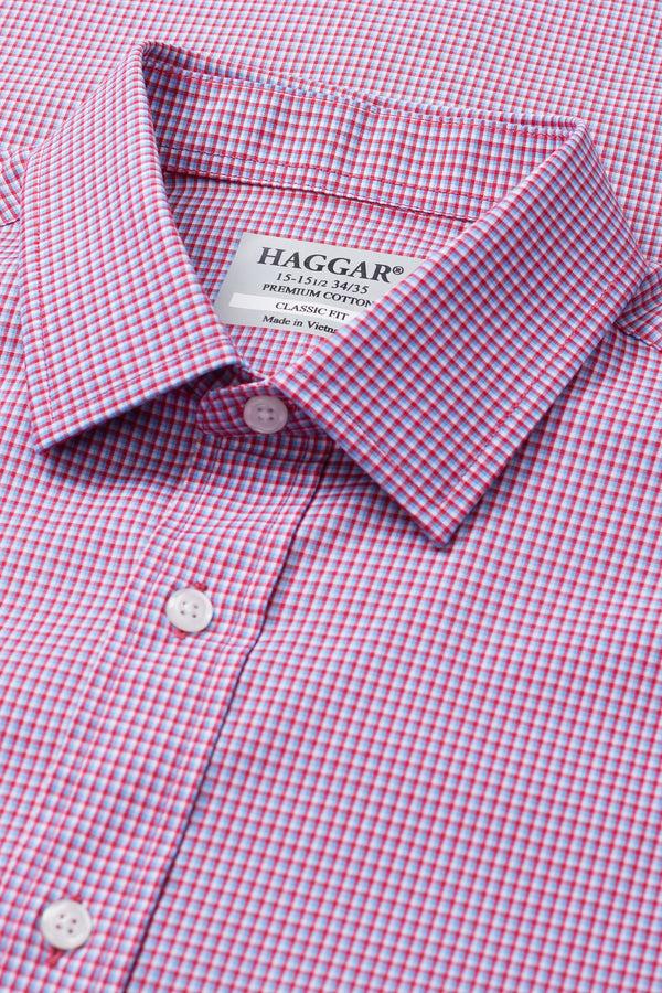 Haggar Premium Comfort Performance Cotton Dress Shirt - Red Check Crimson