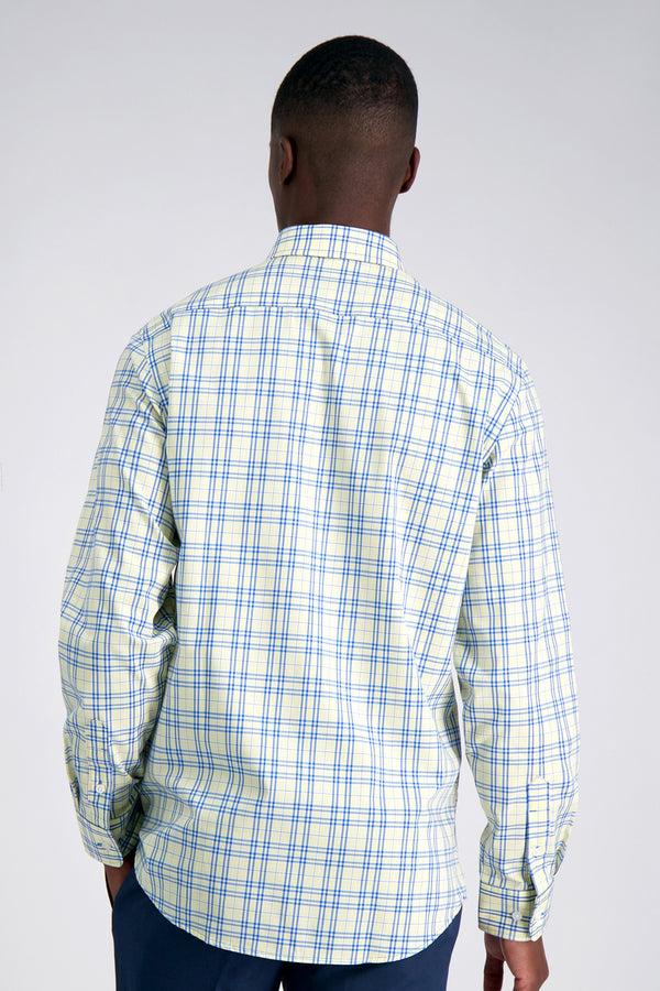 Haggar Premium Comfort Performance Cotton Dress Shirt - White And Yellow Plaid White