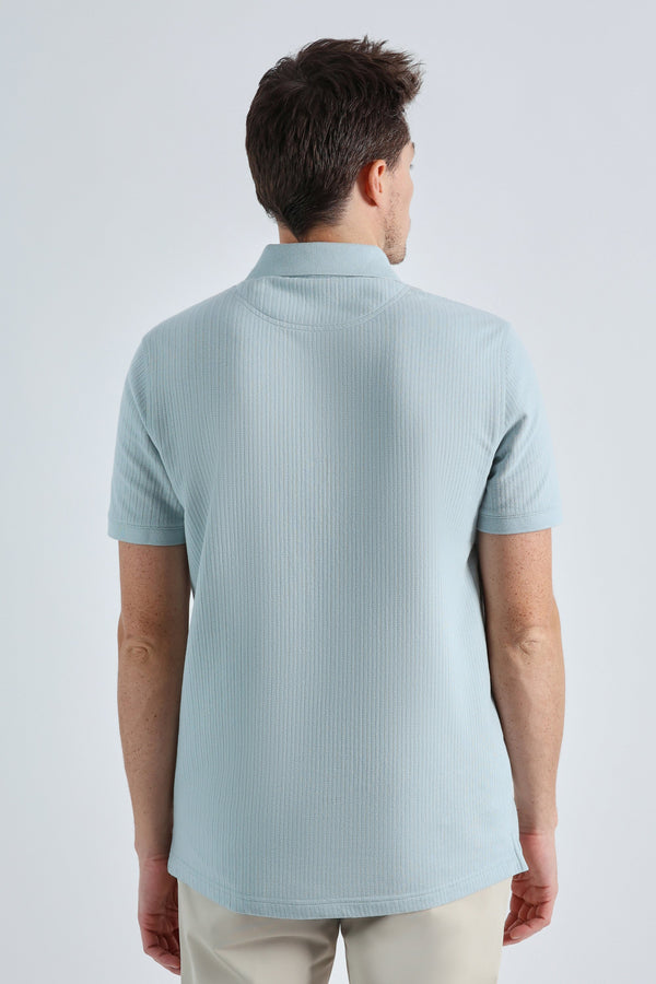 Haggar Premium Comfort Quarter Zip Jacquard Polo Seafoam