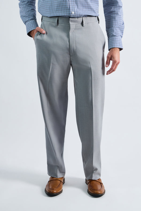 Haggar Premium Comfort Tonal Plaid Dress Pant Chambray