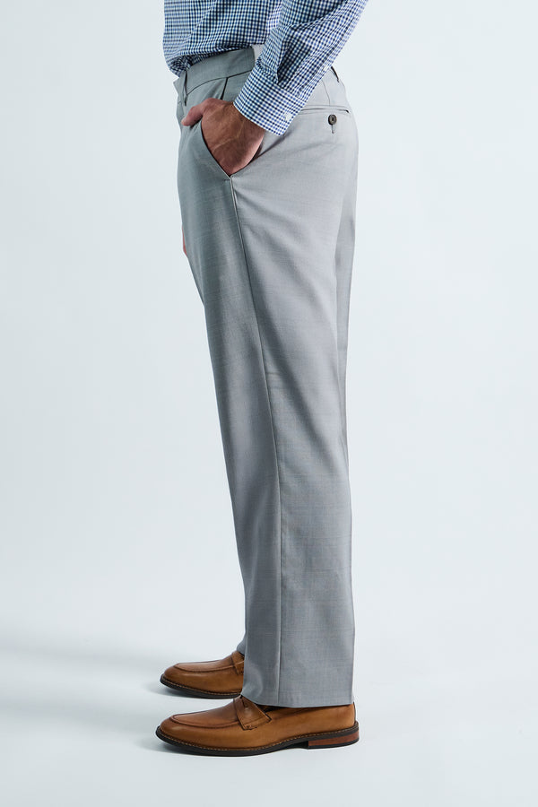 Haggar Premium Comfort Tonal Plaid Dress Pant Chambray