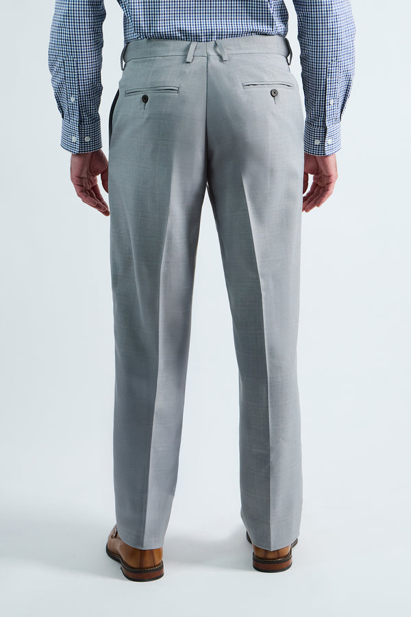 Haggar Premium Comfort Tonal Plaid Dress Pant Chambray