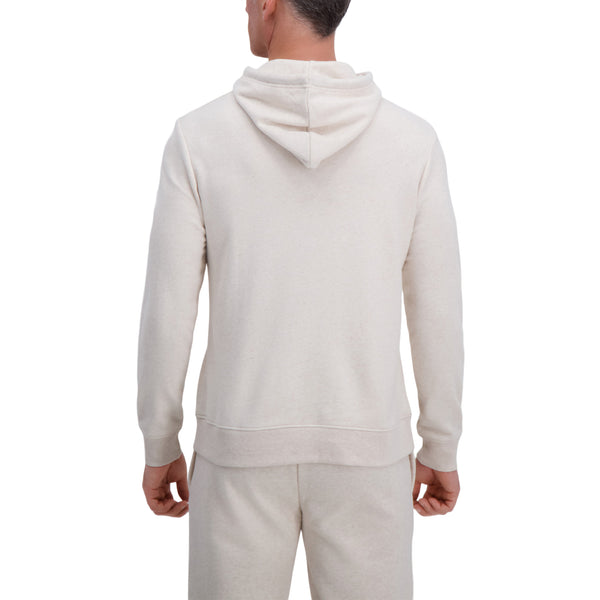 Haggar Pullover French Terry Fleece Hoodie Sweatshirt Oatmeal