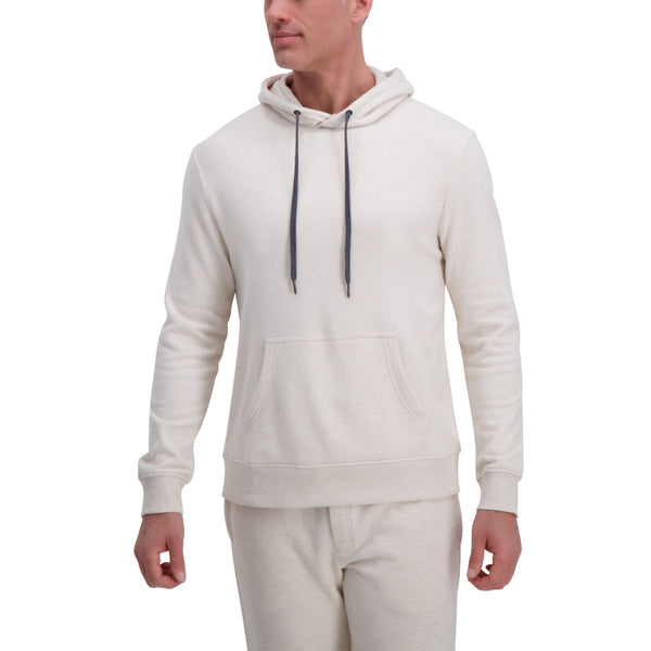 haggar Pullover French Terry Fleece Hoodie Sweatshirt Oatmeal