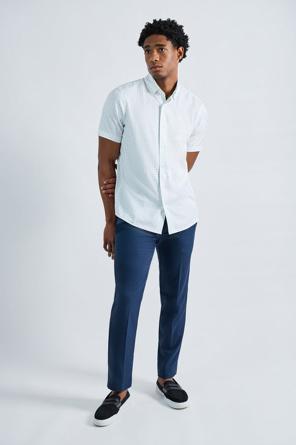 Haggar Short Sleeve Performance Button-Down Shirt Lt Blue