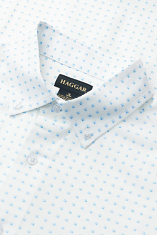 Haggar Short Sleeve Performance Button-Down Shirt Lt Blue