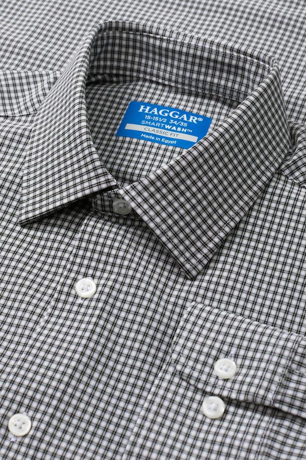 Haggar Smart Wash™ Dress Shirt - Black Check Black / Charcoal