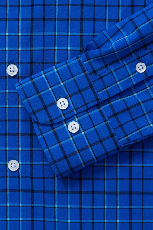 Haggar Smart Wash™ Dress Shirt - Blue Check Medium Blue