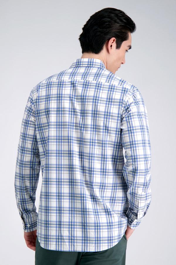 Haggar Smart Wash™ Dress Shirt - White & Blue Plaid Chinchilla