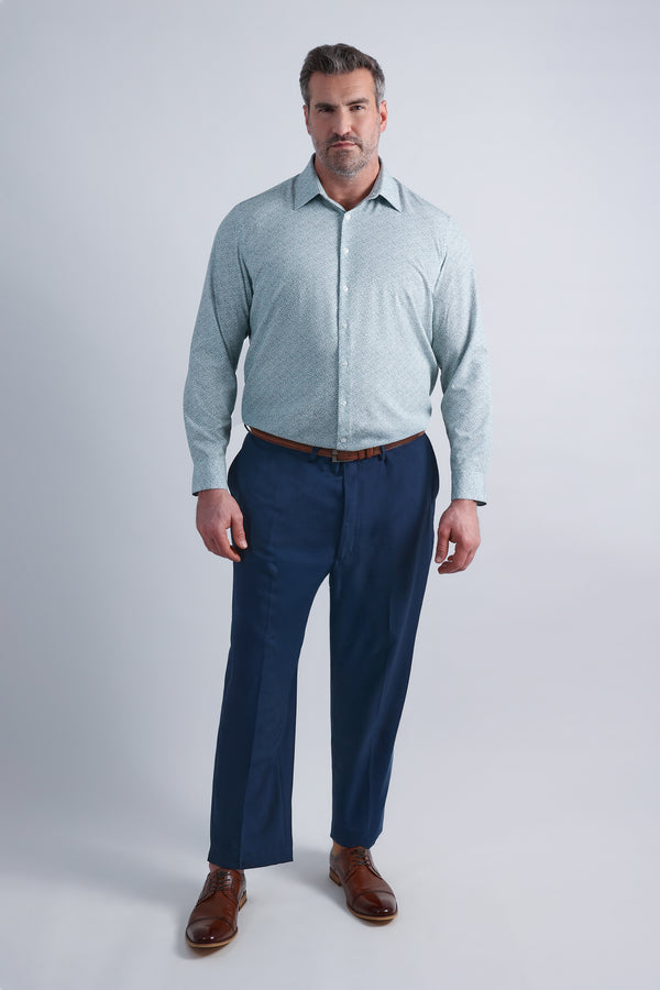 Haggar Tall Smart Wash® Dress Shirt - Forest Floral Print Medium Green