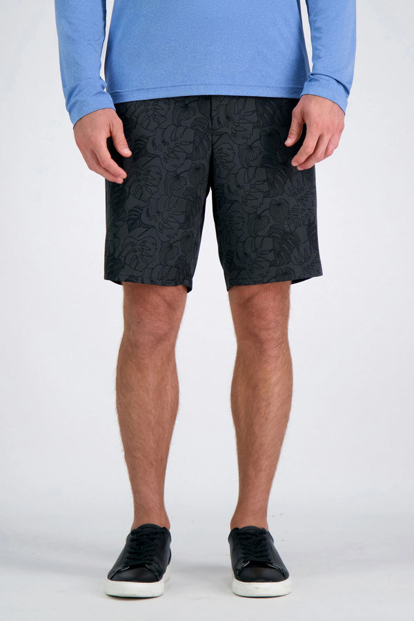 Haggar The Active Series™ Hybrid Palm Leaves Print Short Black