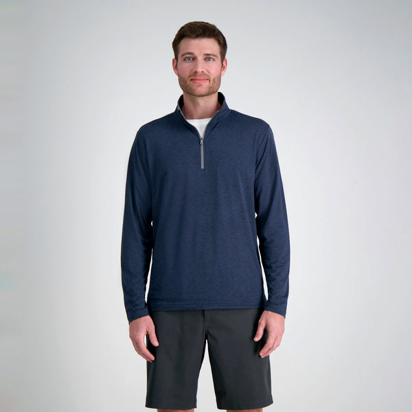 Haggar The Active Series™ Quarter Zip Heather Jersey Heather Navy
