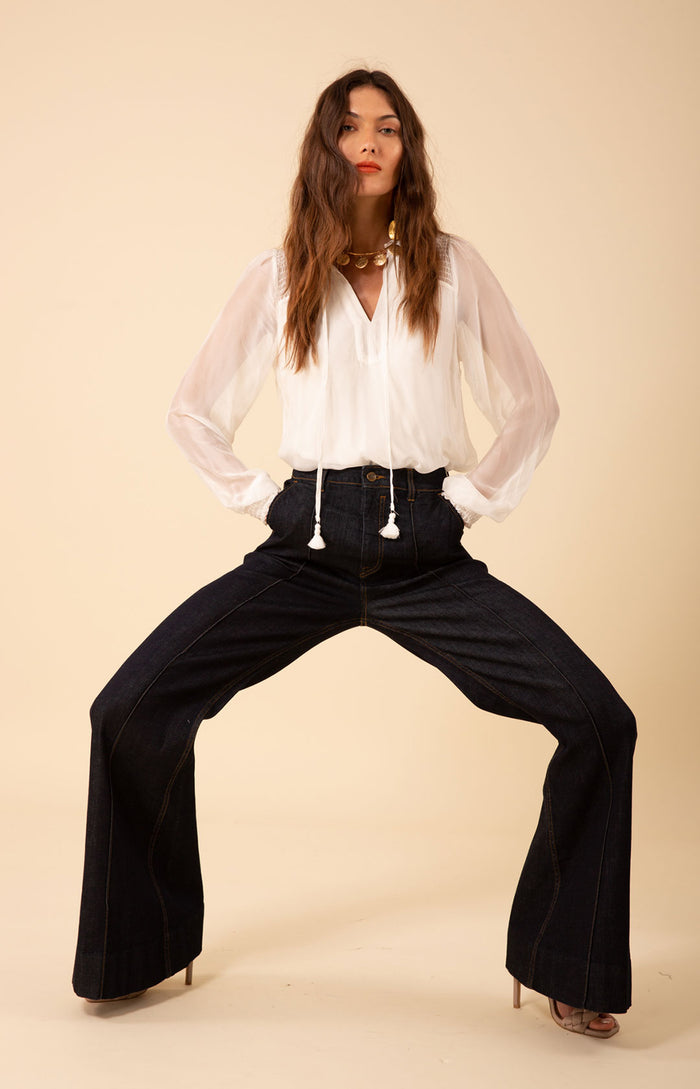 Hale Bob Blake Flare Leg Denim Trouser Made In California