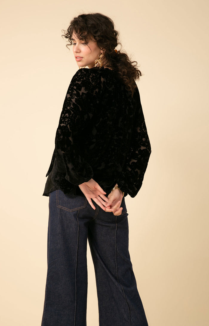 Hale Bob Alba Solid Velvet Burnout Top