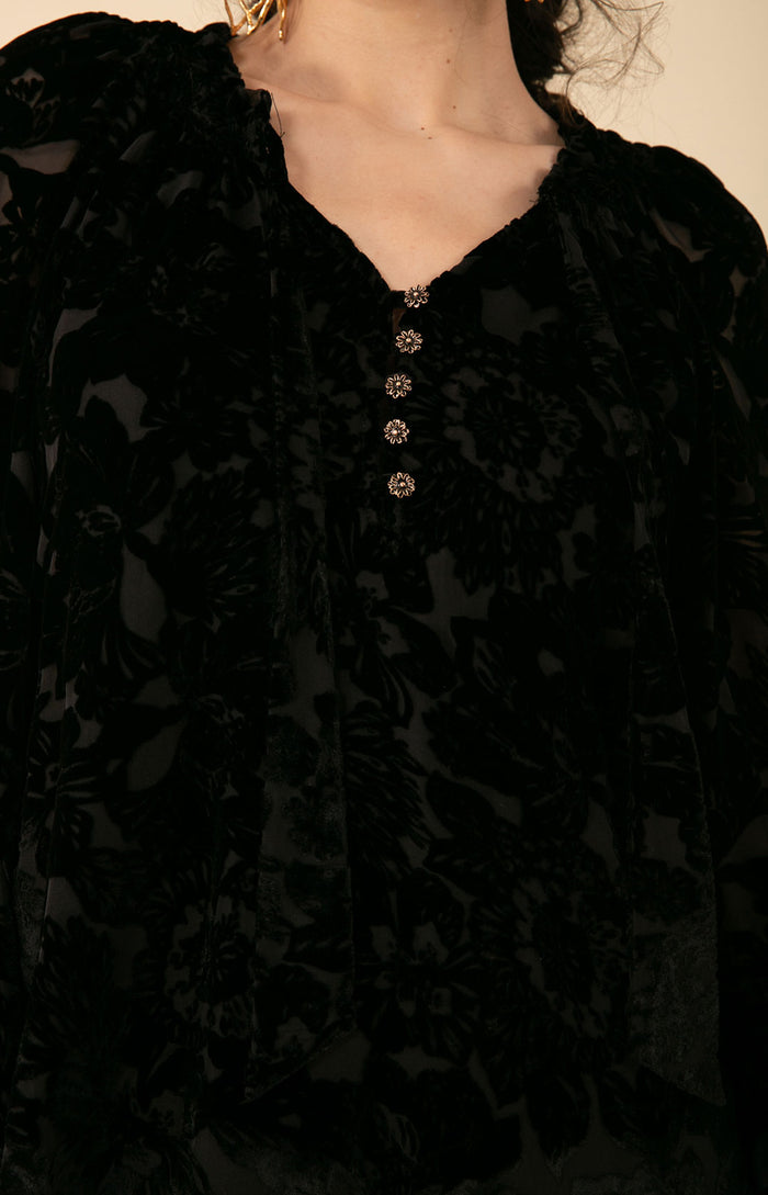 Hale Bob Alba Solid Velvet Burnout Top