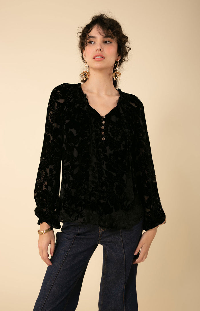 hale bob Alba Solid Velvet Burnout Top