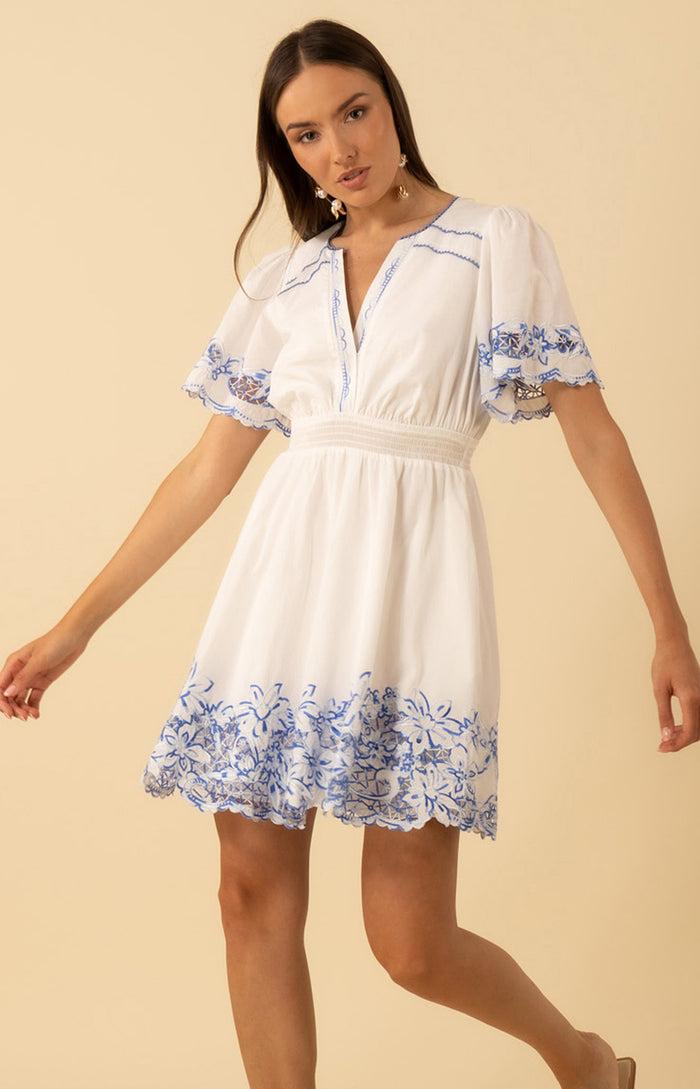 Hale Bob Alena Embroidered Voile Dress