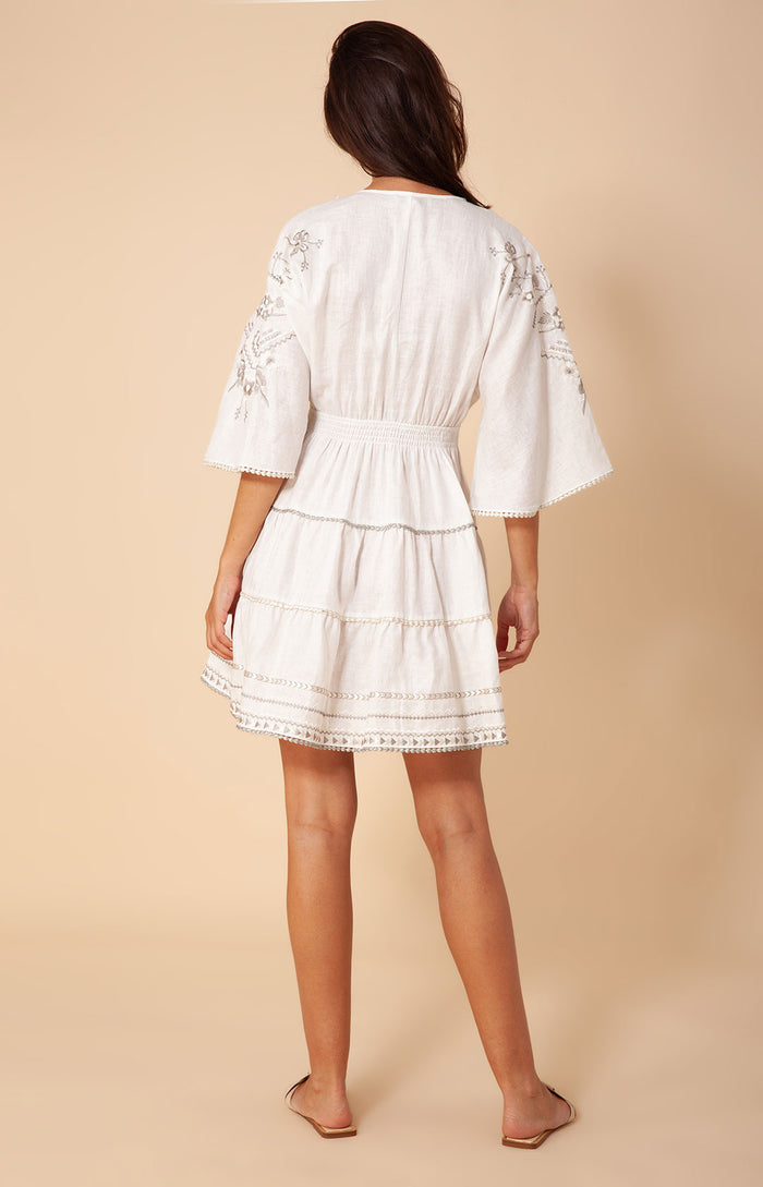 Hale Bob Aliah Embroidered Linen Dress