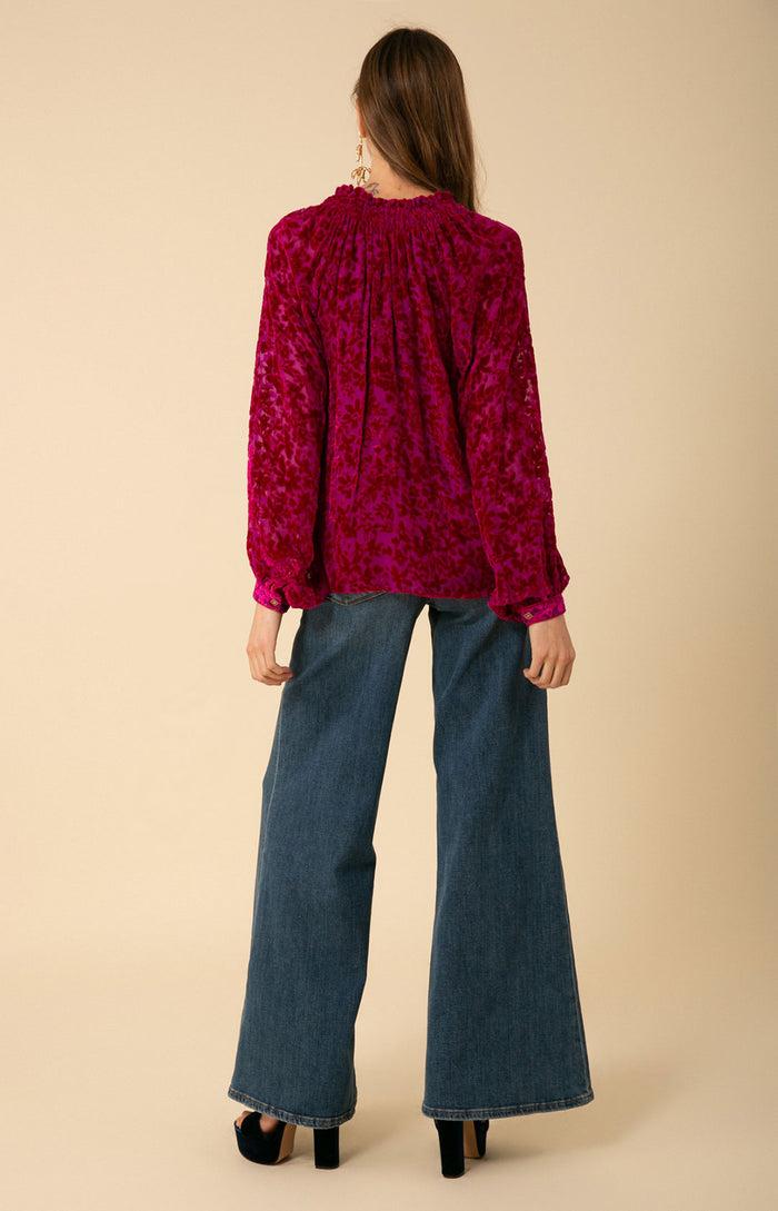 Hale Bob Alicia Solid Velvet Burnout Top