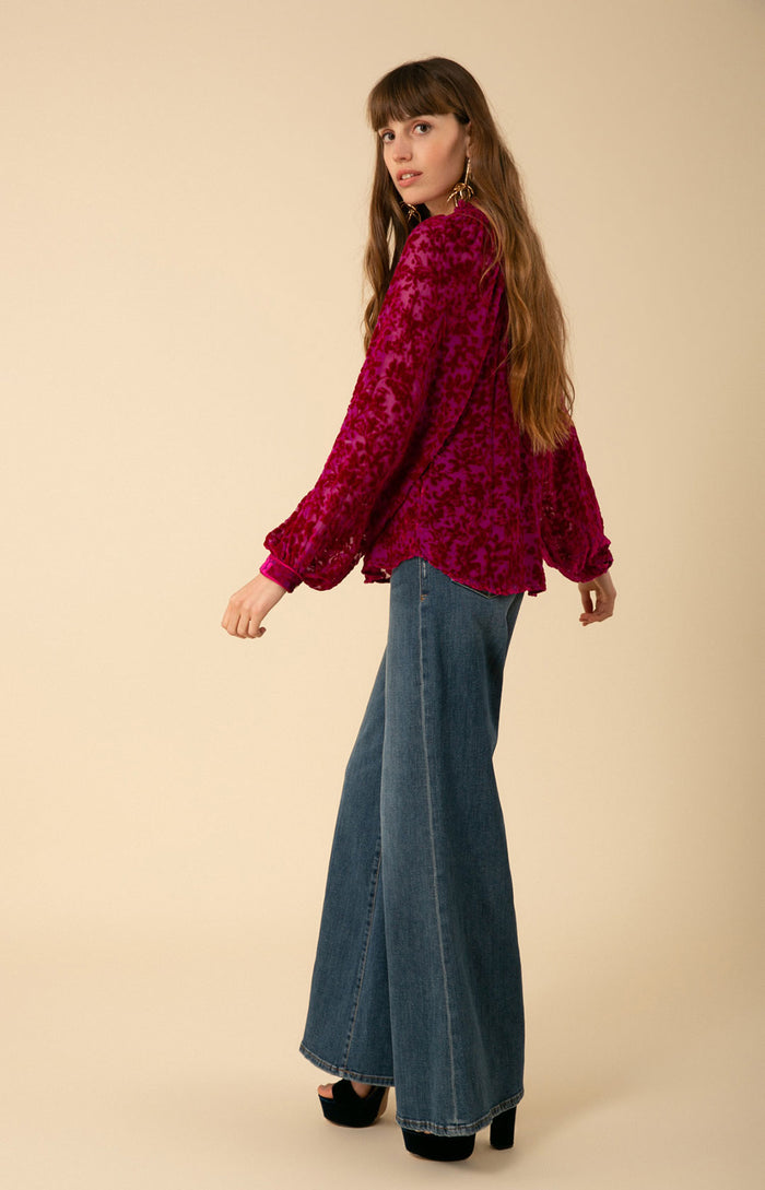 Hale Bob Alicia Solid Velvet Burnout Top