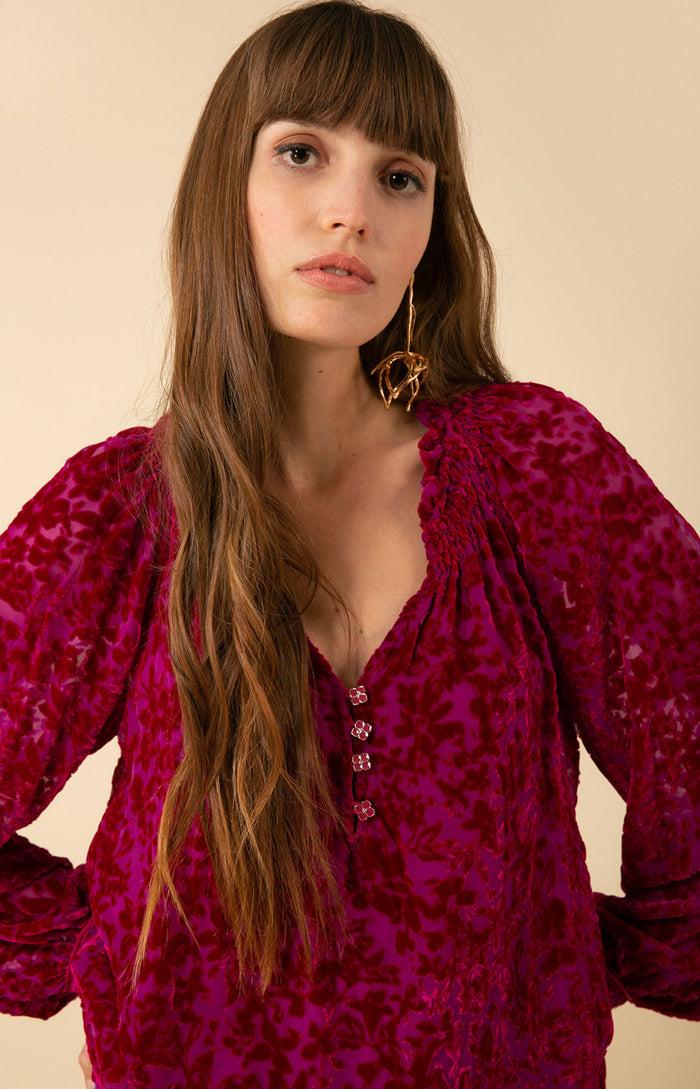 hale bob Alicia Solid Velvet Burnout Top