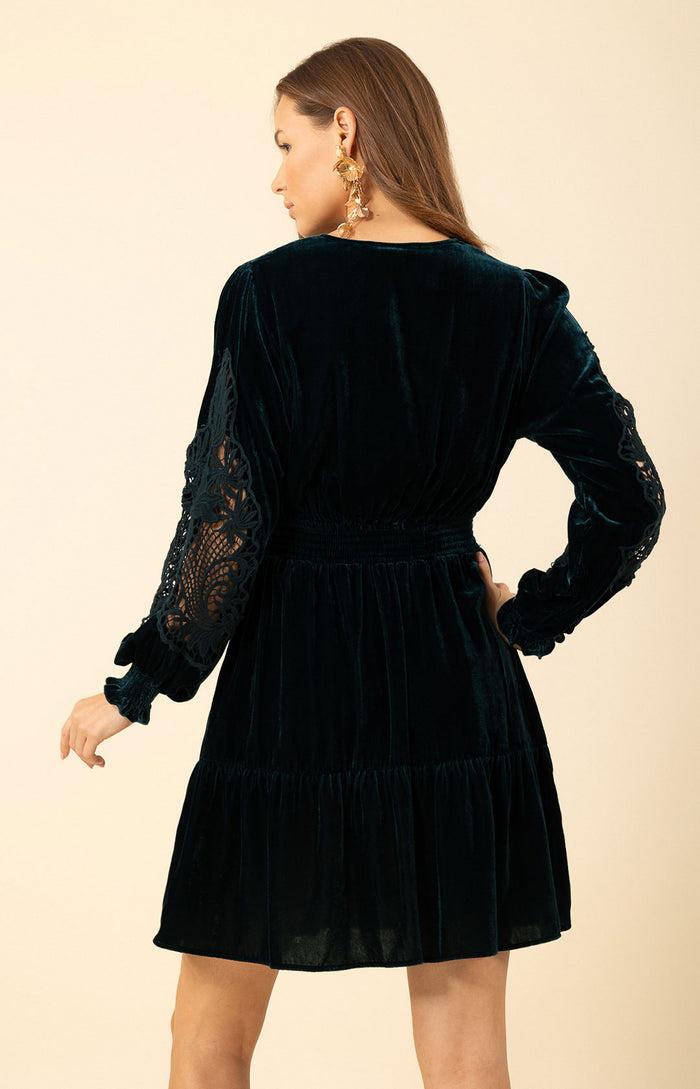 Hale Bob Alison Crochet Velvet Dress