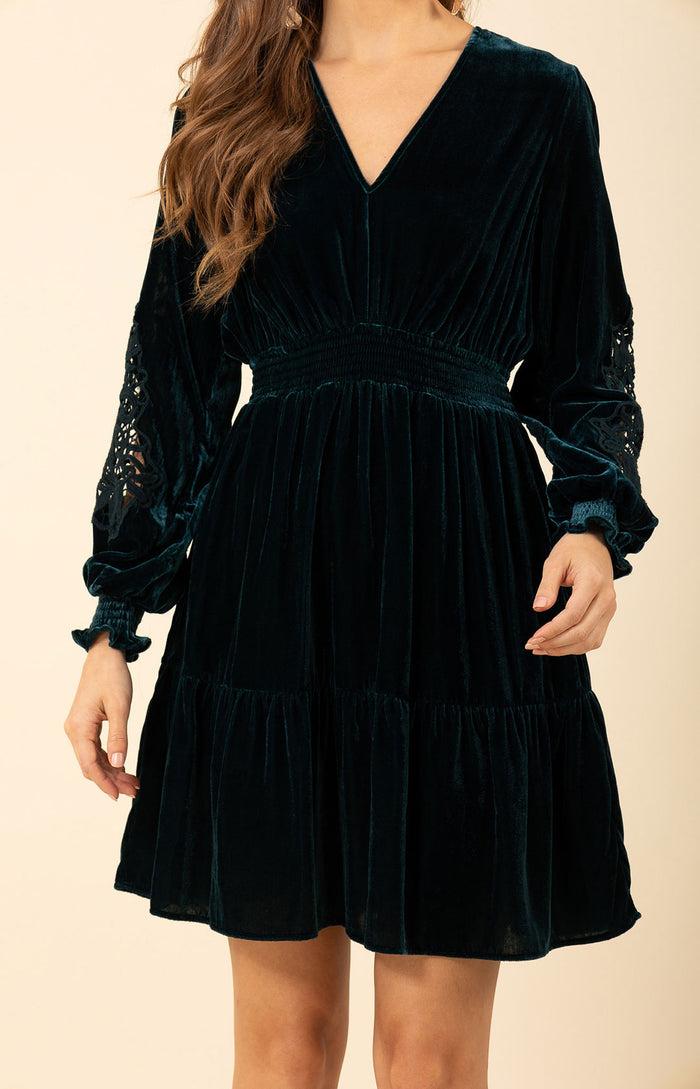 Hale Bob Alison Crochet Velvet Dress
