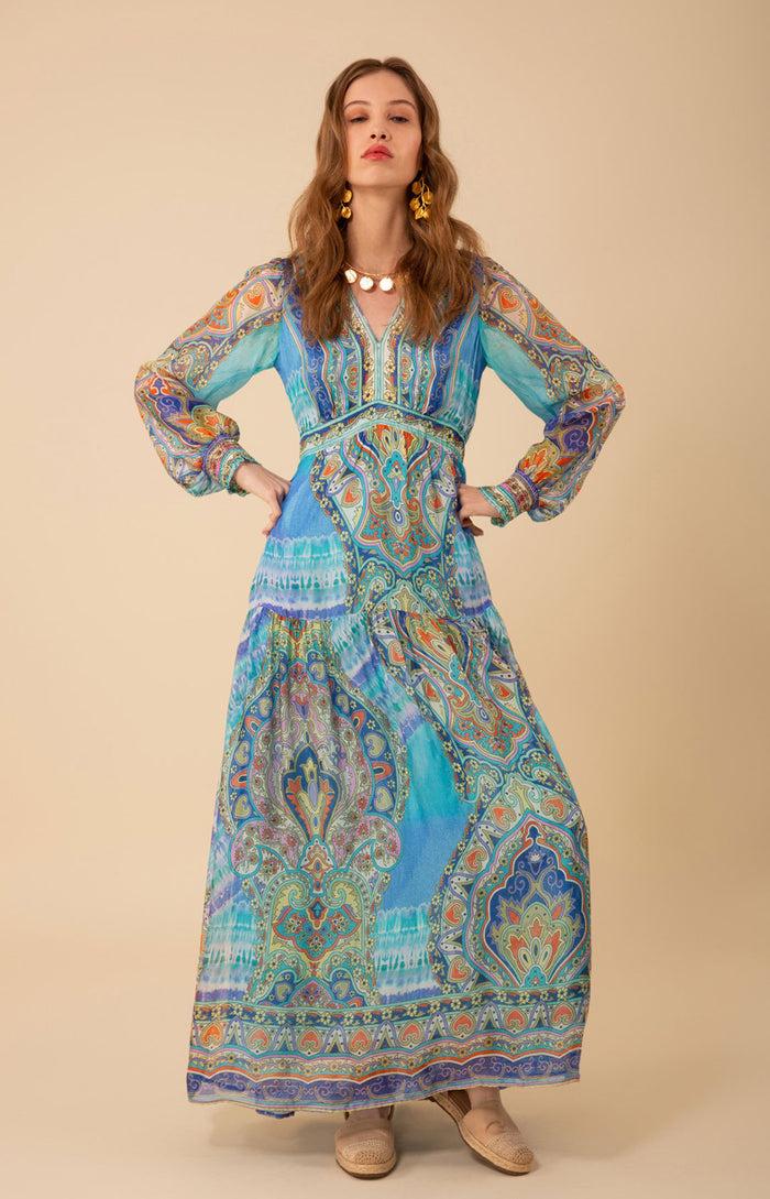 hale bob Allison Chiffon Maxi Dress