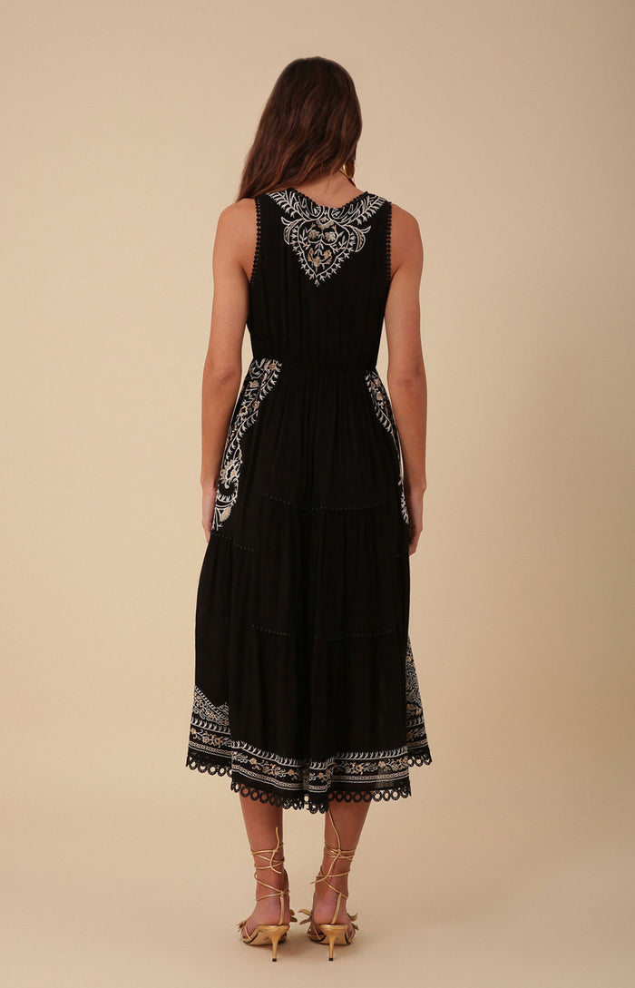 Hale Bob Amara Embroidered Midi Dress