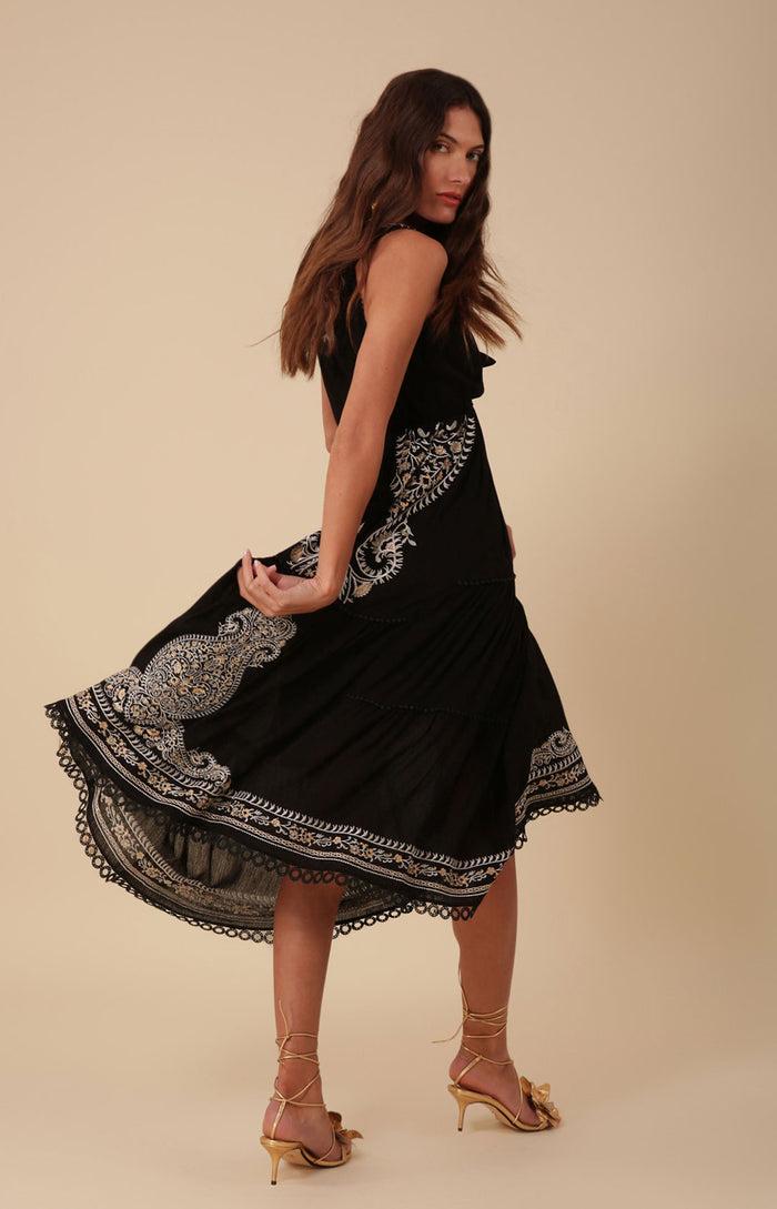 Hale Bob Amara Embroidered Midi Dress