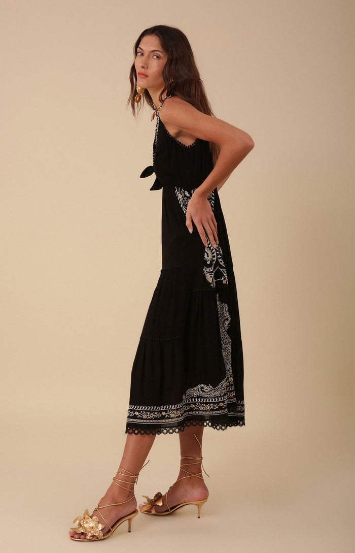 Hale Bob Amara Embroidered Midi Dress