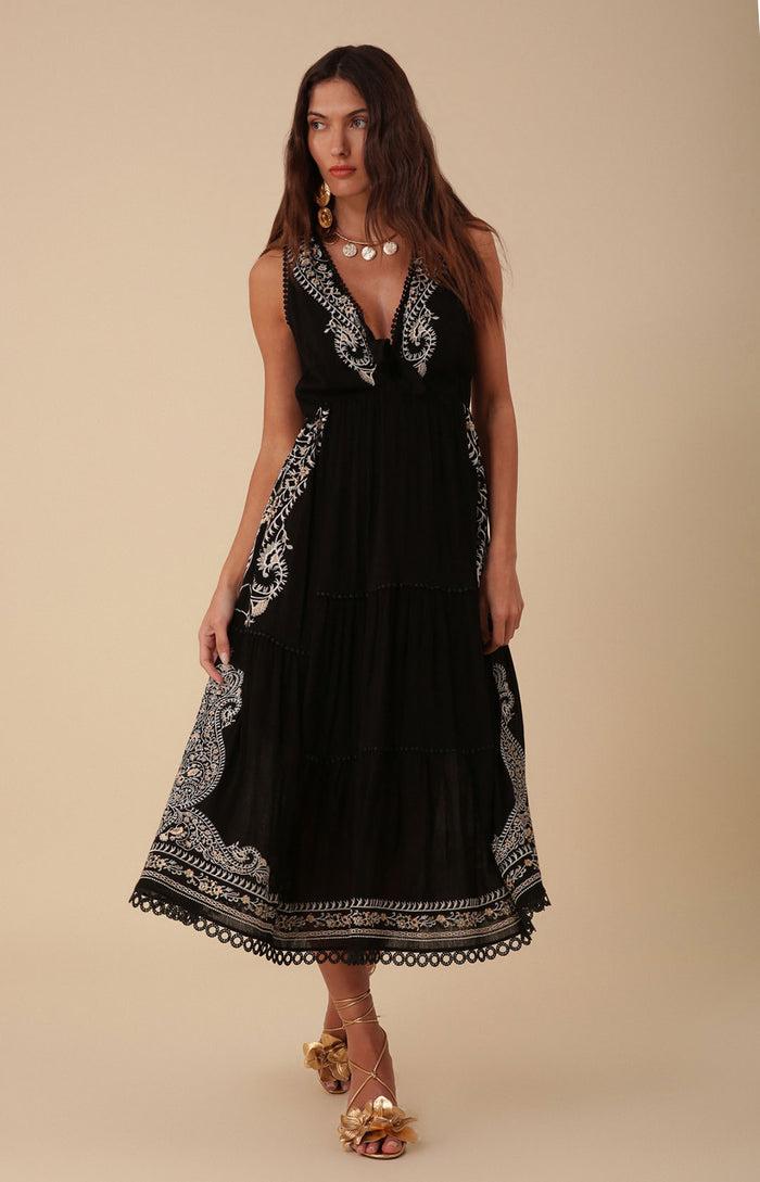 hale bob Amara Embroidered Midi Dress