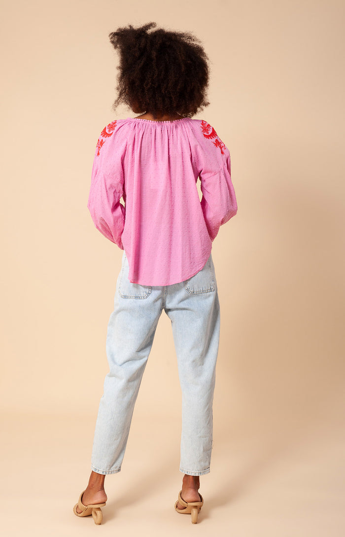 Hale Bob Amaria Solid Swiss Dot Top