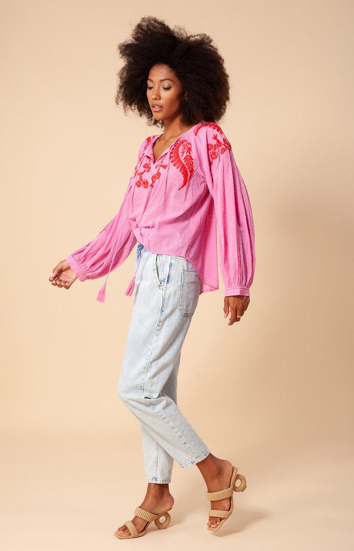 Hale Bob Amaria Solid Swiss Dot Top