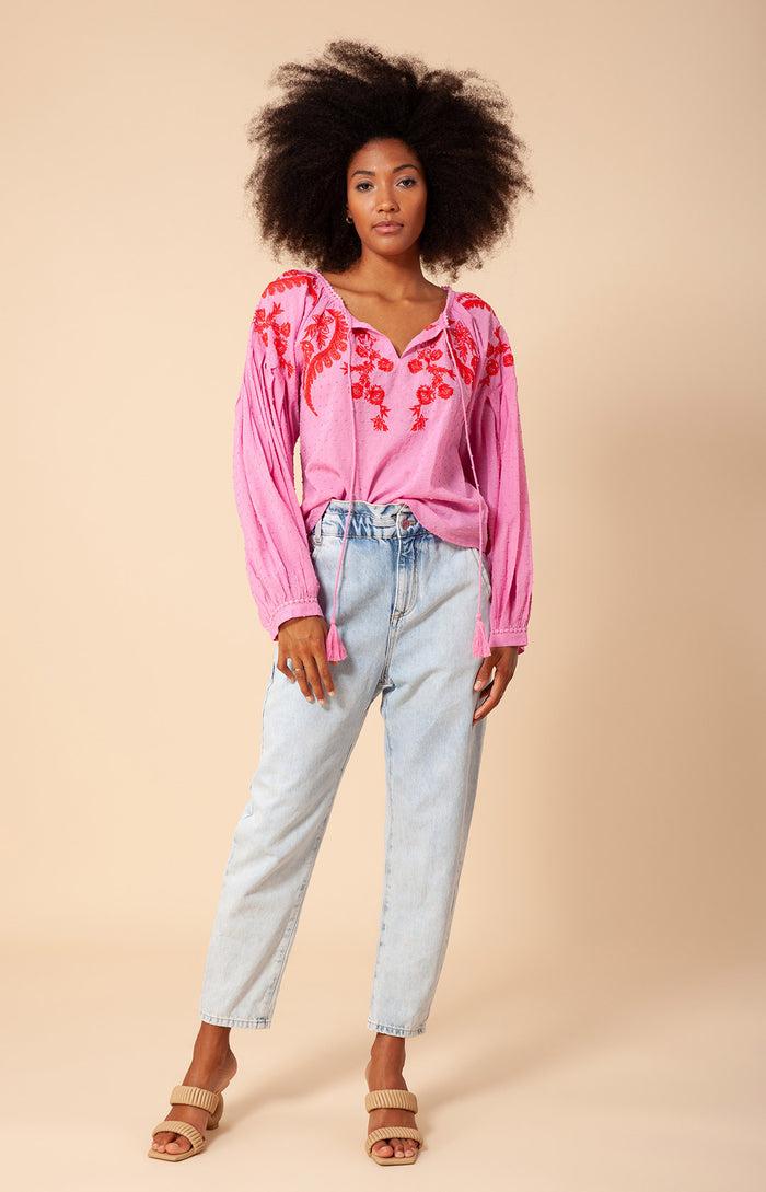 Hale Bob Amaria Solid Swiss Dot Top