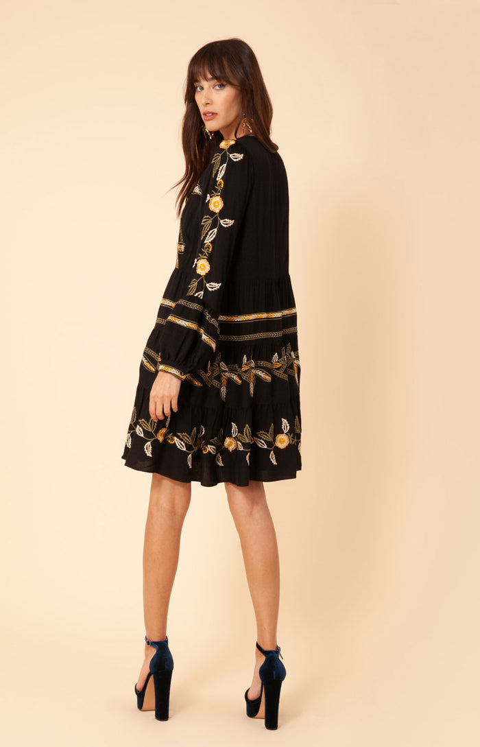 Hale Bob Amelia Embroidered Crepe Dress
