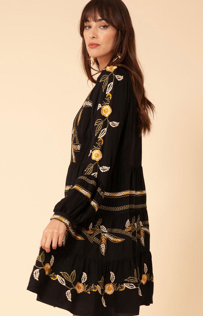 Hale Bob Amelia Embroidered Crepe Dress