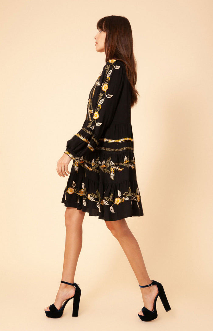 Hale Bob Amelia Embroidered Crepe Dress