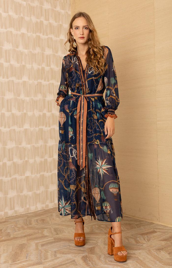 Hale Bob Andi Chiffon Maxi Dress