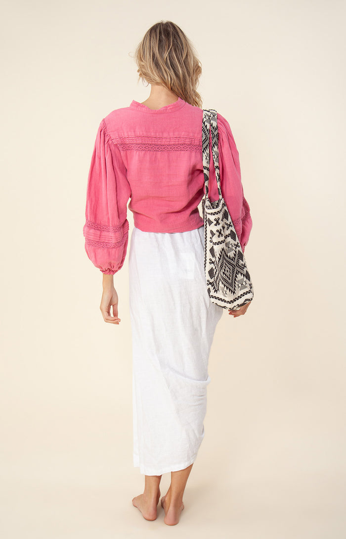 Hale Bob Angelina Solid Linen Top