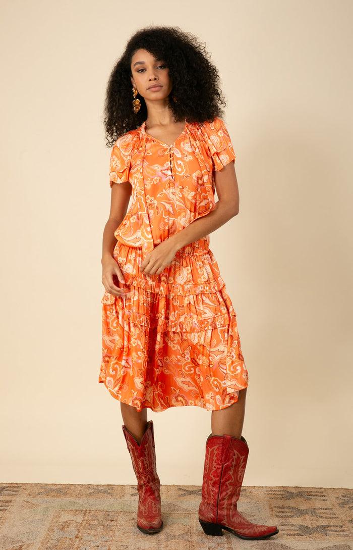 Hale Bob Ariyah Drop Waist Midi Dress
