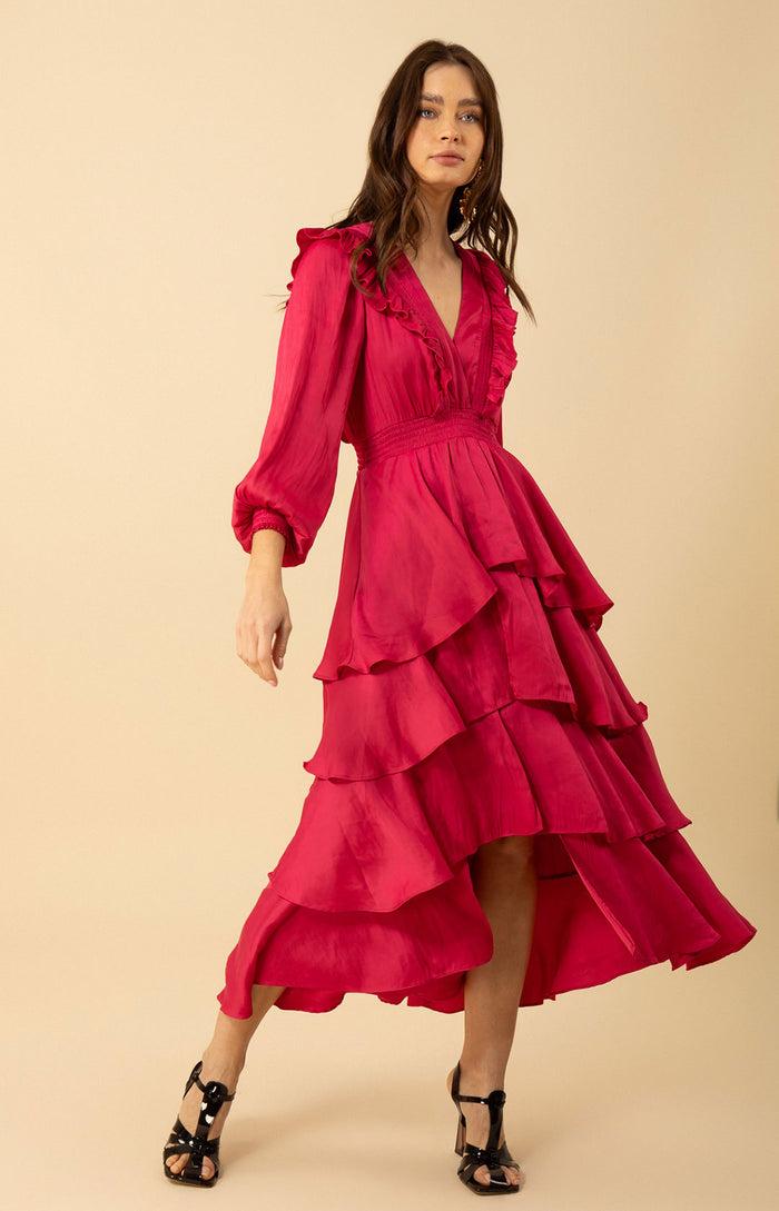 Hale Bob Astrid Solid Tiered Dress