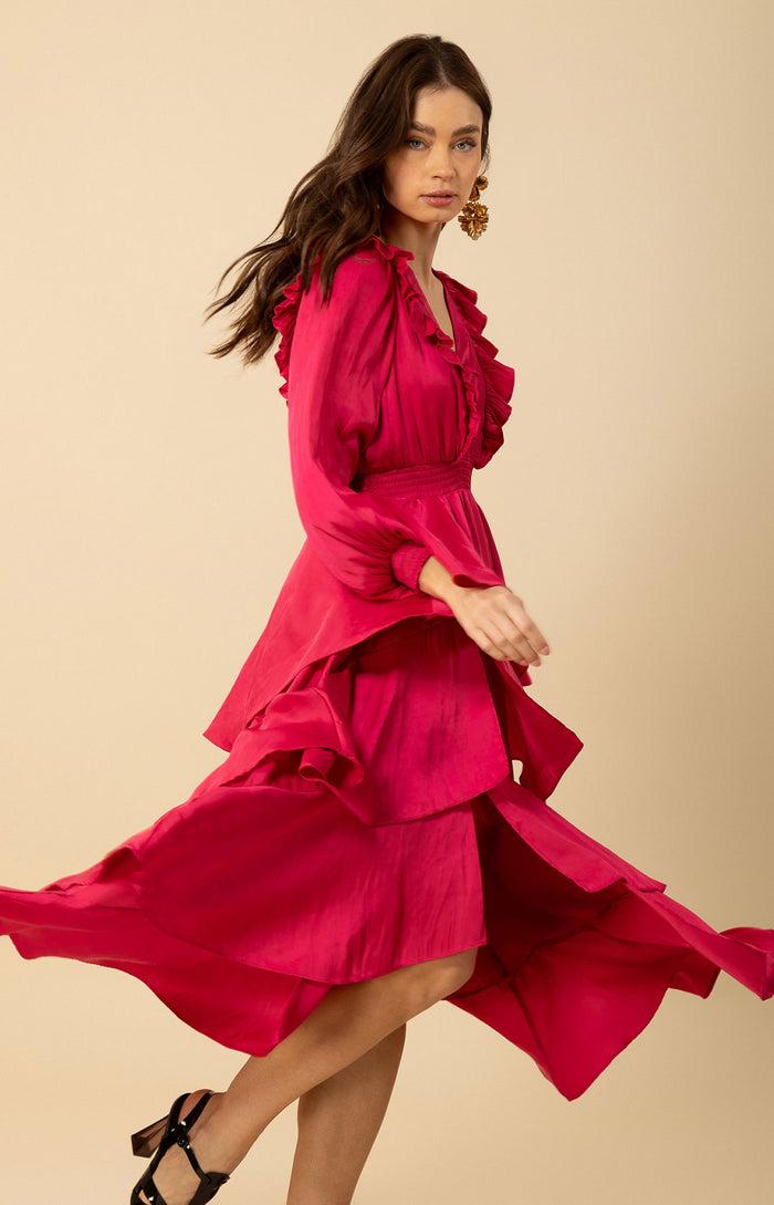 Hale Bob Astrid Solid Tiered Dress