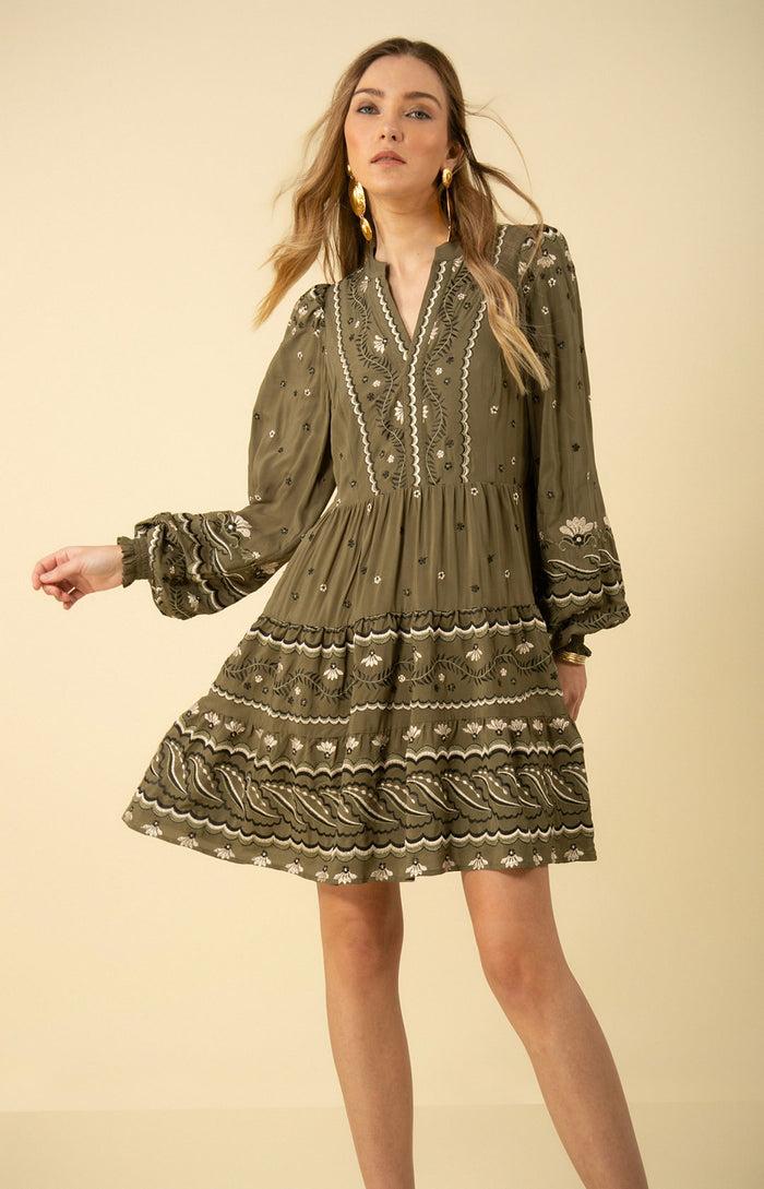 Hale Bob Audrey Embroidered Dress