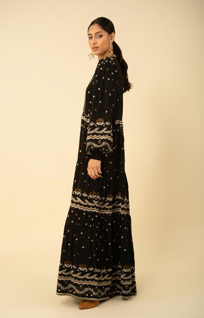 Hale Bob Audrey Embroidered Maxi Dress
