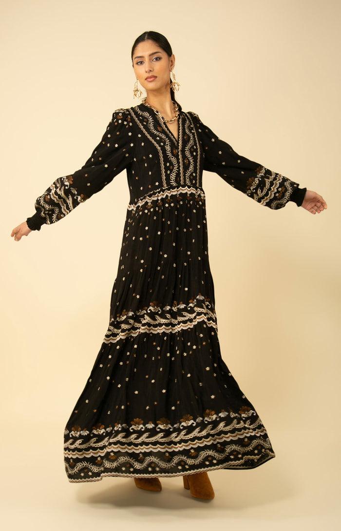 hale bob Audrey Embroidered Maxi Dress