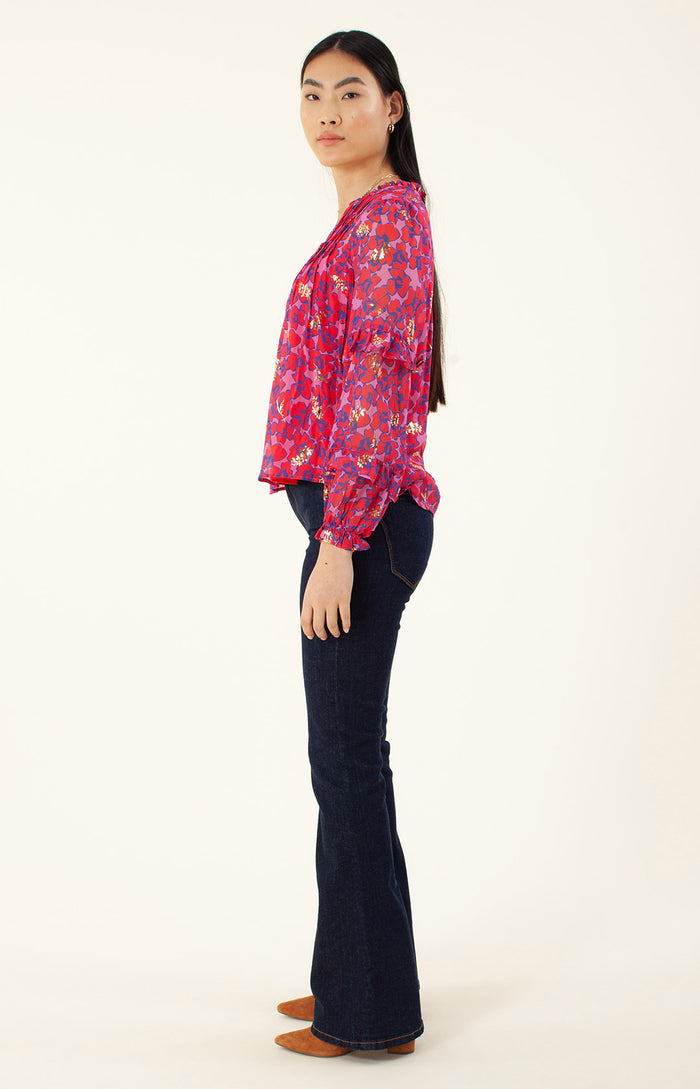 Hale Bob Bermai Foiled Lace-up Top