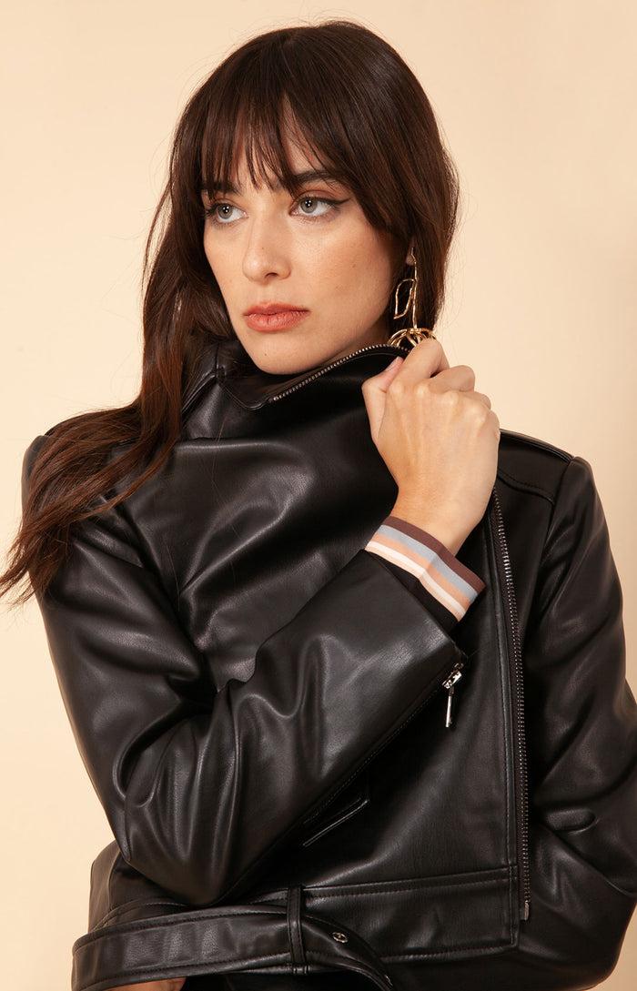 Hale Bob Cameo Stretch Faux Leather Jacket
